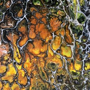 Original Artwork Canvas Painting Peace Brown Yellow Black 16 x 12